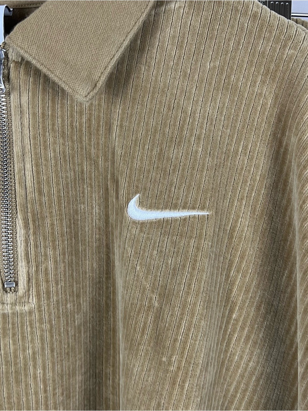 Nike Sweatshirt Womens Beige Corduroy 1/4 Zip XL Pullover and 1X Sweatpants Set - Picture 3 of 12
